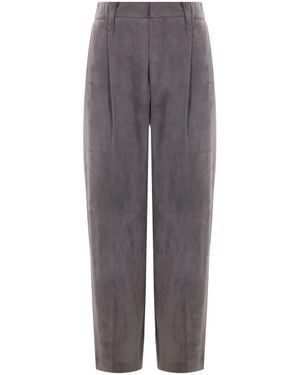 Brunello Cucinelli スエード イージーパンツ - グレー