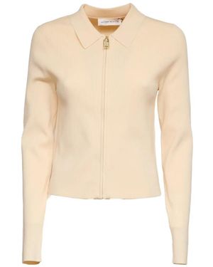 Victoria Beckham Mila Ribbed-Knit Zipped Cardigan - White