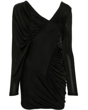 Saint Laurent Draped Mini Dress - Black