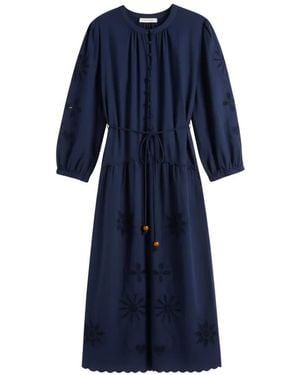 Chinti & Parker Broderie Scalloped Midi Dress - Blue
