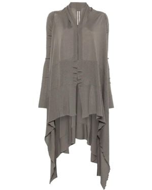 Rick Owens Ribbed Asymmetric Wool Coat - Grey