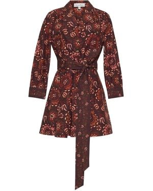 Cara Cara Leona Floral-Print Belted Midi Dress - Red