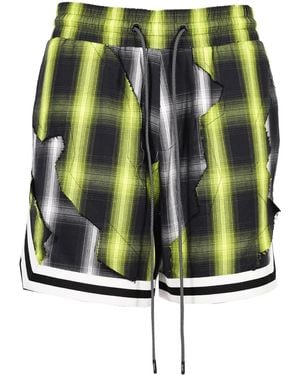 Mostly Heard Rarely Seen Cut-Up Plaid Shorts - Green