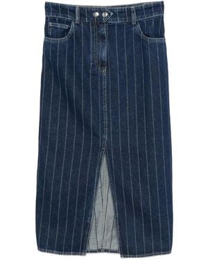 Ba&sh Falda midi vaquera a rayas diplomáticas - Azul