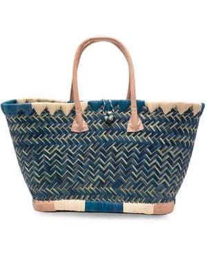 THE NINA STUDIO Clotilde Woven Tote Bag - Blue