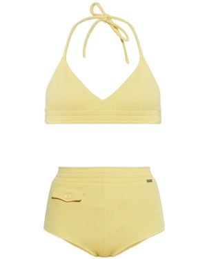 MM6 by Maison Margiela Textured Halterneck Bikini - Metallic