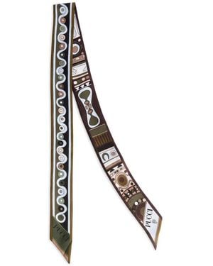 PUCCI Mixed-Print Silk Twill Scarf - Brown