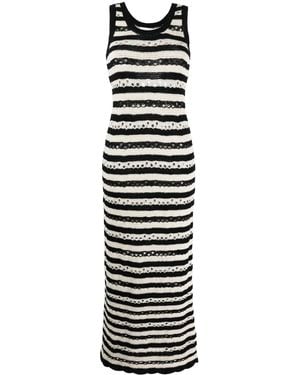 Sonia Rykiel Striped Openwork Maxi Dress - Black