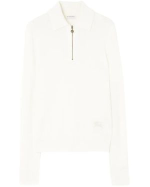 Burberry Polo En Cachemire À Manches Longues - White