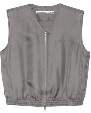 Alexander Wang Zip-Up Silk Vest Top - Grey