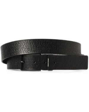Emporio Armani Reversible Logo-Embossed Belt - Black
