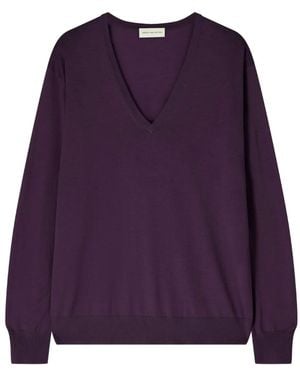 Dries Van Noten V-Neck Merino-Wool Jumper - Purple