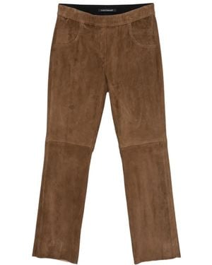 Luisa Cerano Straight-Leg Suede Trousers - Brown