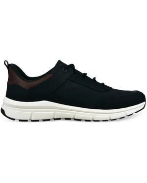 Bugatti Logo-Lettering Mesh-Panel Trainers - Black
