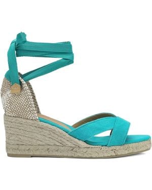 Castañer 50Mm Lace-Up Wedged Espadrilles - Green