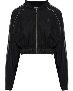 adidas Sst Stripe-Detail Denim Jacket - Black