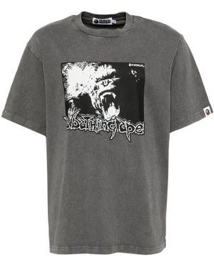 A Bathing Ape T-Shirt Mit Grafischem Print - Grau