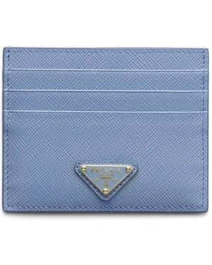 Prada Triangle-Logo Card Holder - Blue