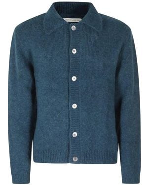 sunflower Button-Up Collared Cardigan - Blue