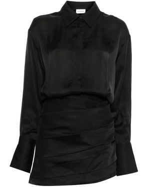 ANDAMANE Robe Courte Manches Longues Andrea À Fronces - Black