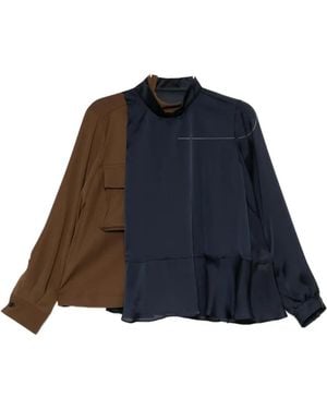 Sacai Schößchen-Bluse Mit Spitzeneinsatz - Blau