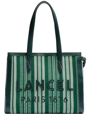 Lancel Large Striped Zip Tote Bag - Green