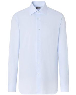 ZEGNA Micro-Checked Cotton Shirt - White