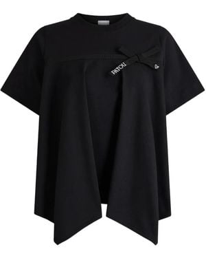 Patou Bow-Detail Pleated T-Shirt - Black