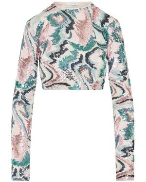 Rabanne Sequin-Embellished Abstract-Print T-Shirt - White