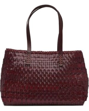 Dragon Diffusion Salvage Woven Calf Leather Tote Bag - Purple