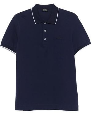 ZEGNA Poloshirt mit Kontrastdetail - Blau