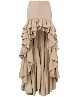 Moschino Long Skirt With Ruffles - Natural