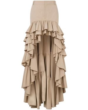 Moschino Long Skirt With Ruffles - Natural