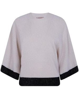 Twinset Lurex-Knit Raglan-Sleeve Jumper - Grey