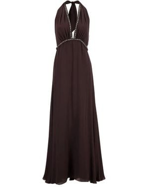 Johanna Ortiz Vestido largo New Destiny con cuello halter - Morado
