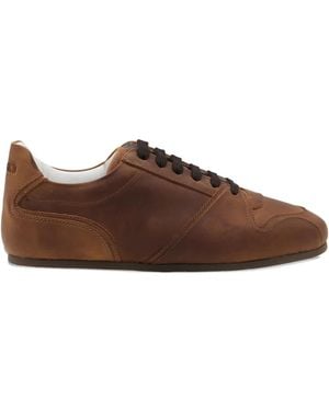Moschino Leather Lace-Up Trainers - Brown