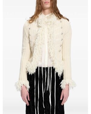 Ann Demeulemeester Maldus Fringed-Trim Military-Style Jacket - White