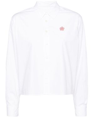 Chocoolate Cropped Cotton Shirt - White