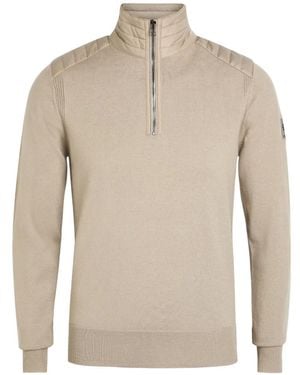 Belstaff Gesteppter Pullover Mit Kurzem Reißverschluss - Weiß