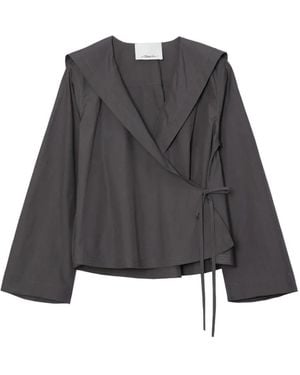 3.1 Phillip Lim Wide Collar Tie Blouse - Gray
