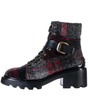 Tod's Plaid Combat Boots - Black