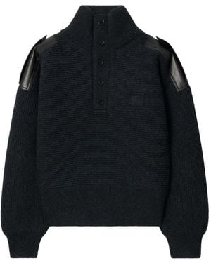 Burberry Epaulettes Ribbed-Knit Sweater - Black