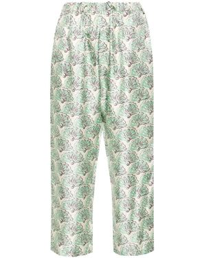 La DoubleJ Fans-Print Silk Trousers - Blue