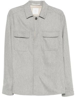 Eleventy Flap-Pockets Buttoned Shirt Jacket - Grey