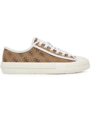 Guess Canvas-Sneakers Mit Monogramm - Weiß