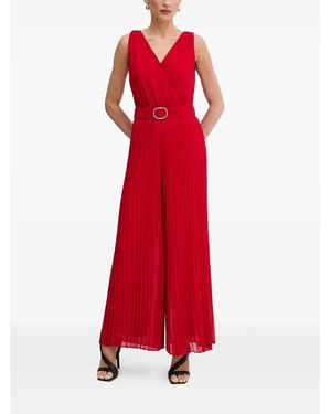 Morgan V-Neck Pleated Jumpsuit - Red