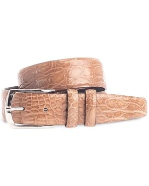 D'Amico Crocodile-Effect Leather Belt - Pink
