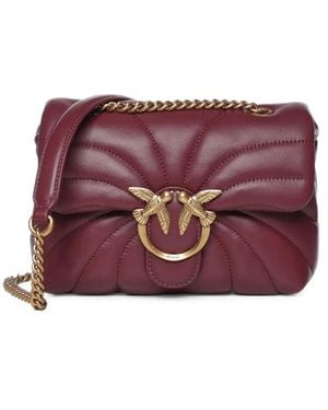 Pinko Small Love Bag Puff Chevron-Quilted Crossbody Bag - Purple