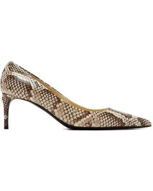Dolce & Gabbana Snake-Print Logo Court Shoes - Metallic