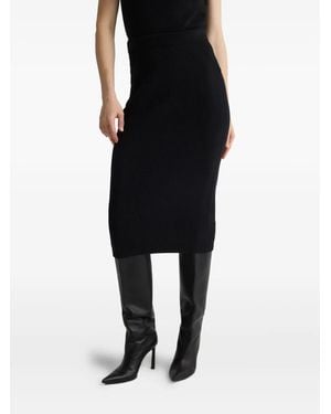 St. John Rib-Knit Midi Skirt - Black